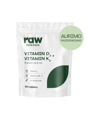 Vitaminas D3 + Vitaminas K2, 90 tablečių