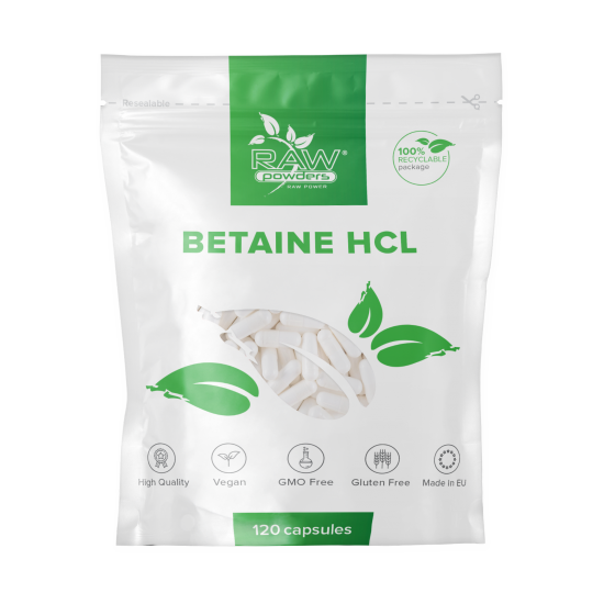 Betainas HCL (650 mg 120 kapsulių)