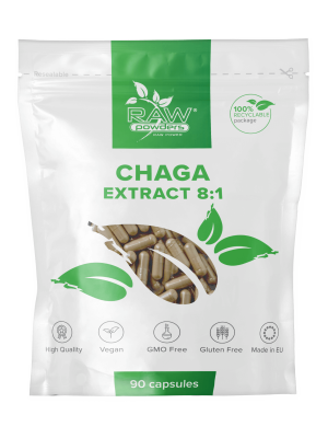 Čaga (Chaga) 8:1 ekstraktas, 500mg, 90 kapsulių