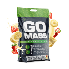 Baltymai GO MASS GAINER, 5 kg (braškių ir bananų skonio)