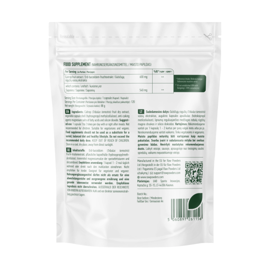 Gulsčioji ragužė (Tribulus Terrestris), 600 mg, 120 kapsulių