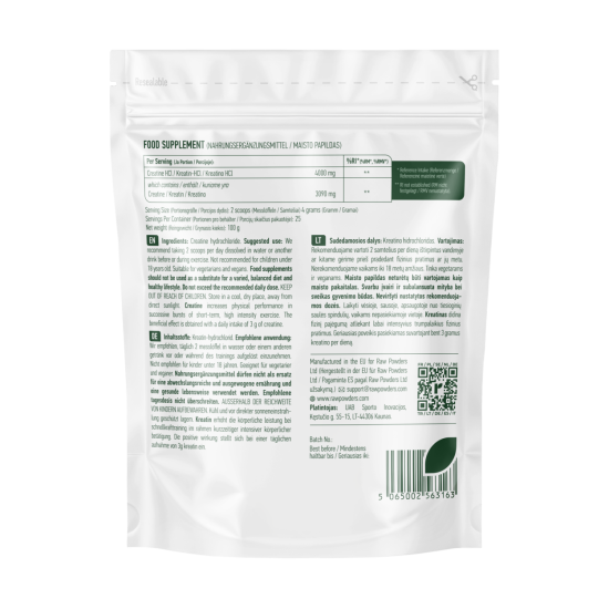 Kreatinas HCL, milteliai, 100 g