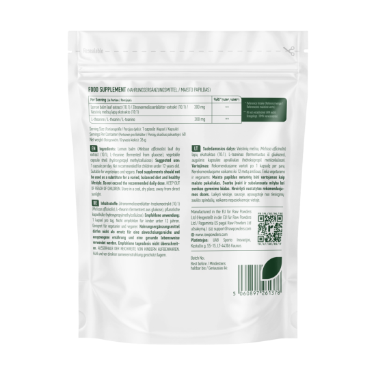 L-Teaninas + Vaistinė melisa, 60 kapsulių