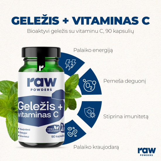 Bioaktyvi geležis su vitaminu C, 90 kapsulių Bioaktyvi geležis su vitaminu C, 90 kapsulių