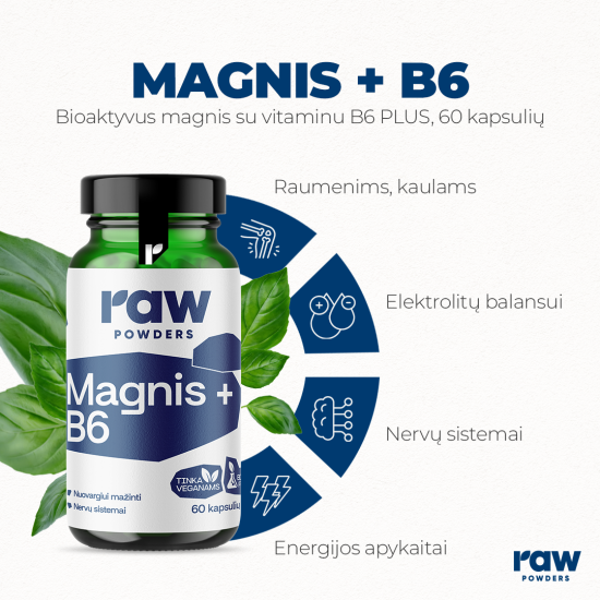 Bioaktyvus magnis su vitaminu B6 PLUS, 60 kapsulių Bioaktyvus magnis su vitaminu B6 PLUS, 60 kapsulių