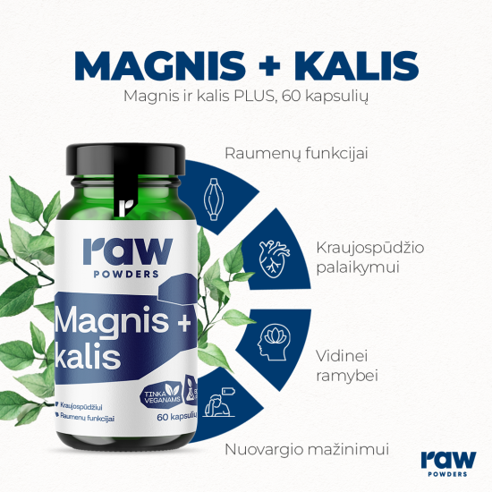 Magnis ir kalis PLUS, 60 kapsulių Magnis ir kalis PLUS, 60 kapsulių