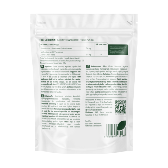 Cholino Bitartratas, 700 mg, 120 kapsulių