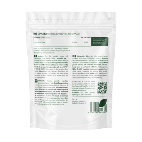 Biotinas (Vitaminas B7), 10 mg, 90 kapsulių