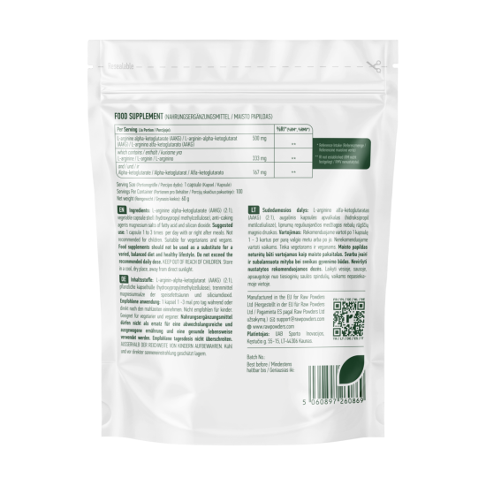 L-Argininas (L-Arginine), 500 mg, 100 kapsulių