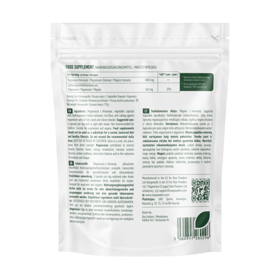 Magnio L-Treonatas, 1800 mg, 90 kapsulių