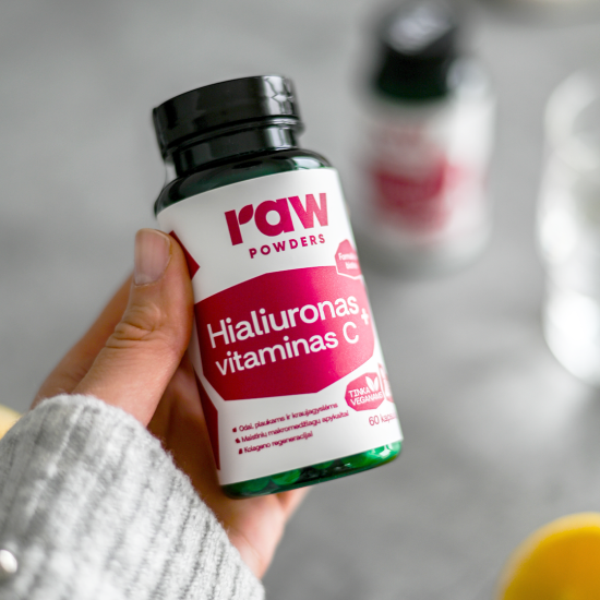 Hialuronas + vitaminas C, 60 kapsulių