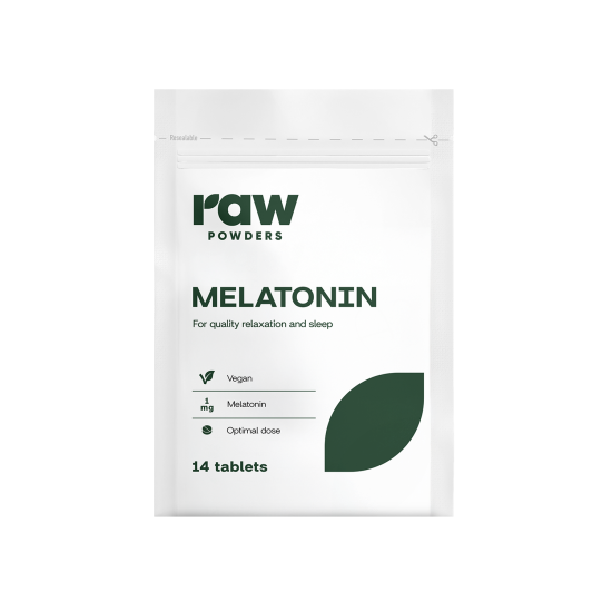 Raw Powders Melatoninas, 14 tablečių Raw Powders Melatoninas, 14 tablečių