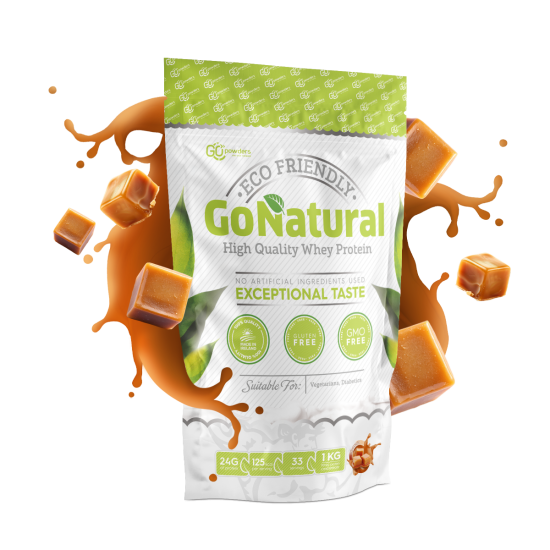 Baltymai GO NATURAL, 1 kg, koncentratas (karamelės skonio)