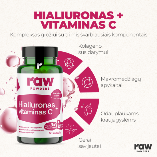 Hialuronas + vitaminas C, 60 kapsulių Hialuronas + vitaminas C, 60 kapsulių