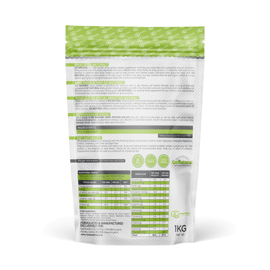 Baltymai GO NATURAL, 1 kg, izoliatas (natūralaus skonio)