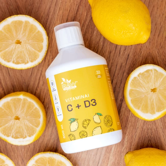 Vitaminai C + D3, skystas maisto papildas, 500 ml Vitaminai C + D3, skystas maisto papildas, 500 ml
