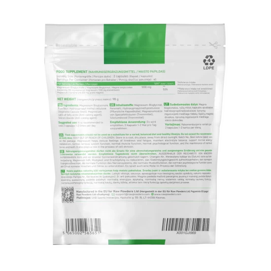Magnio bisglicinatas, 500 mg, 120 kapsulių Magnio bisglicinatas, 500 mg, 120 kapsulių
