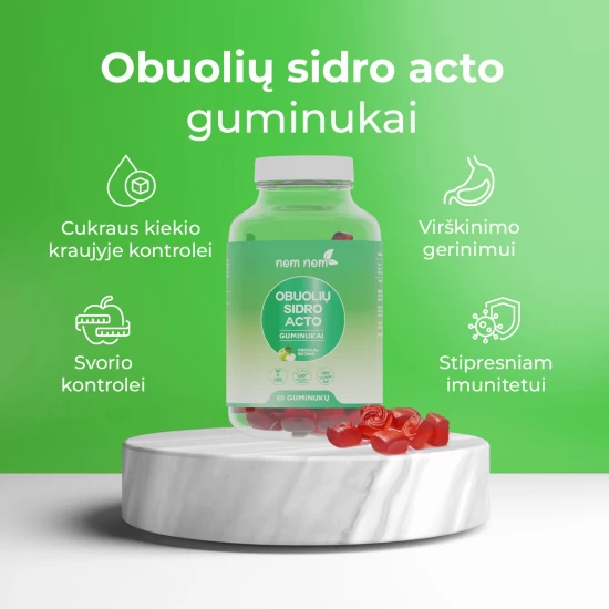 Nom nom Obuolių sidro acto (60 Obuolių skonio guminukų) Nom nom Obuolių sidro acto (60 Obuolių skonio guminukų)