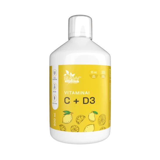 Vitaminai C + D3, skystas maisto papildas, 500 ml Vitaminai C + D3, skystas maisto papildas, 500 ml